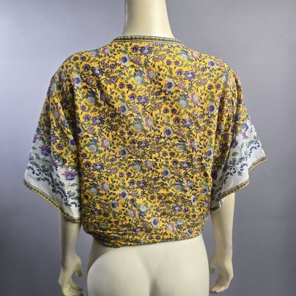 Chelsea & Violet Small Yellow Flutter Sleeve Tie Front Blouse R5 - Picture 3 of 4